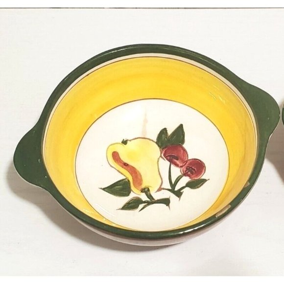 Set of 2 Vintage STANGL Pear And Cherries  Soup Bowls with Handles - Picture 4 of 6